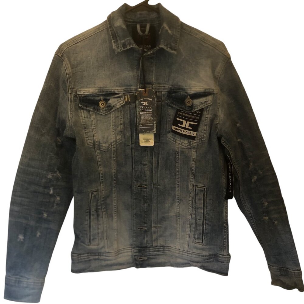 NWT Jordan Craig distressed denim jacket sz S